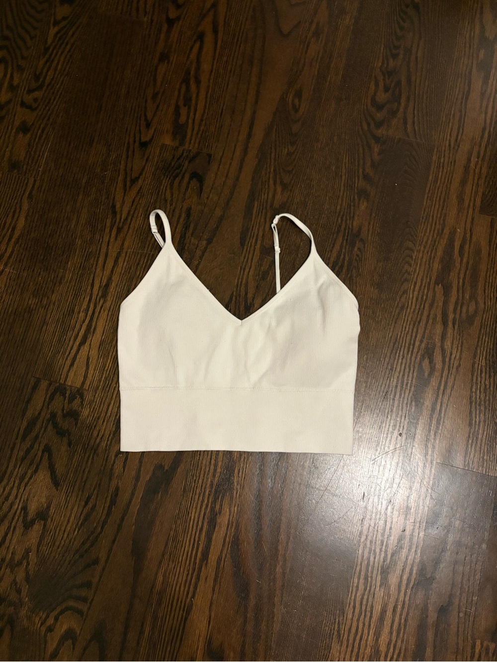 Cream V-Neck Ribbed Cropped Cami